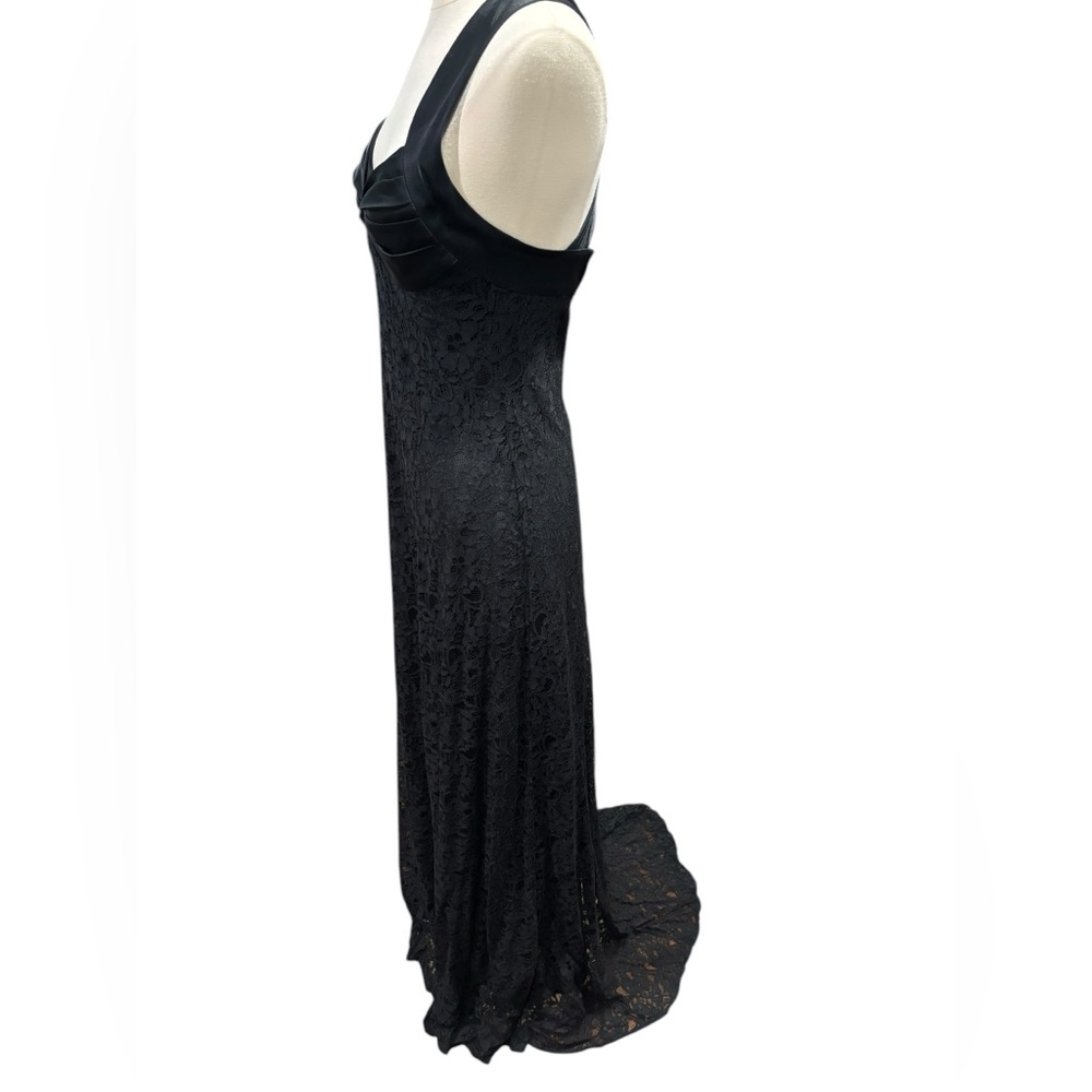 Calvin Klein Black Lace/Satin Floor Length Maxi Ball/Prom Dress-size 2 - Picture 6 of 12
